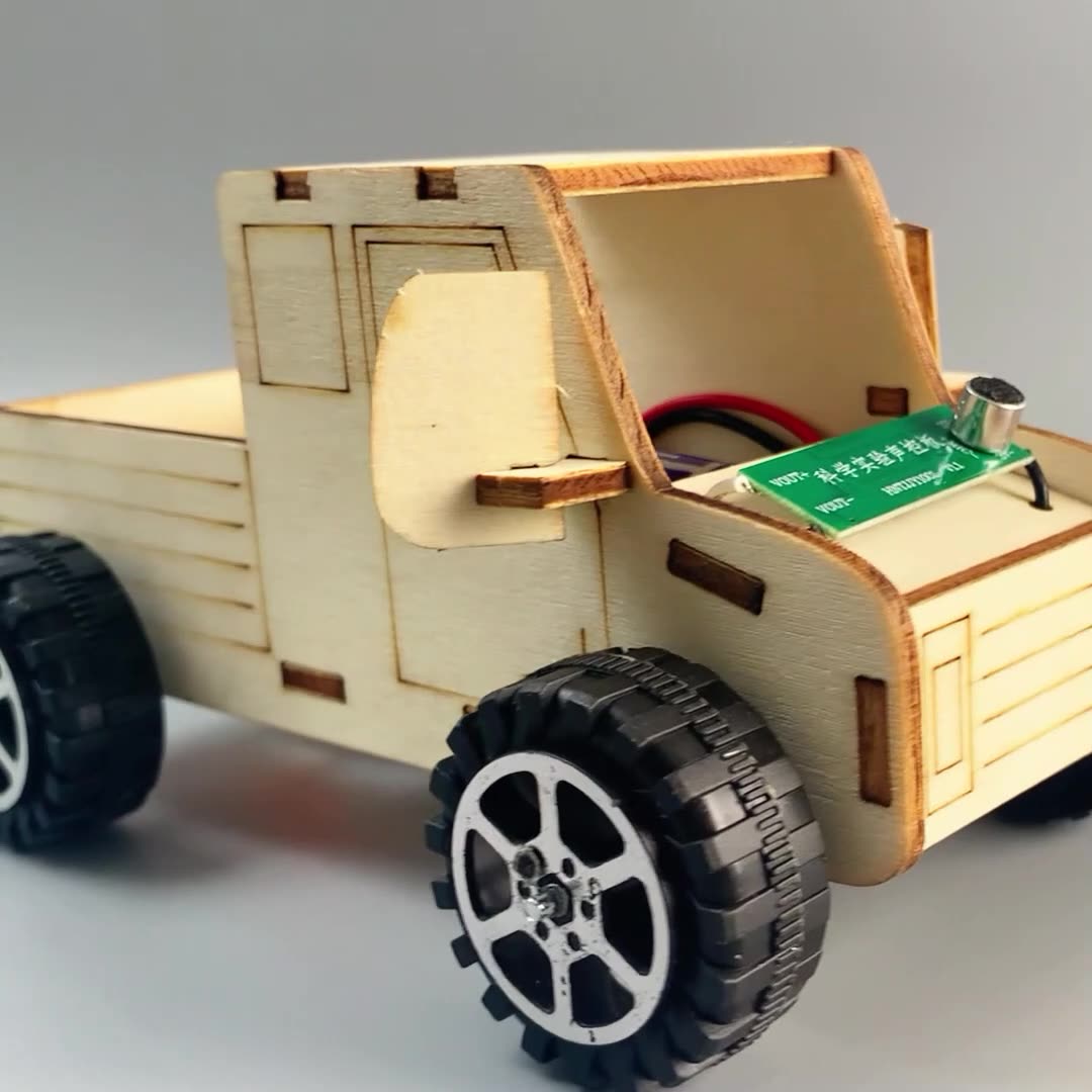 DIY Wooden Sound-controlled Car Kit for Kids | STEM Science Toy with Video Instructions – Ages 5+