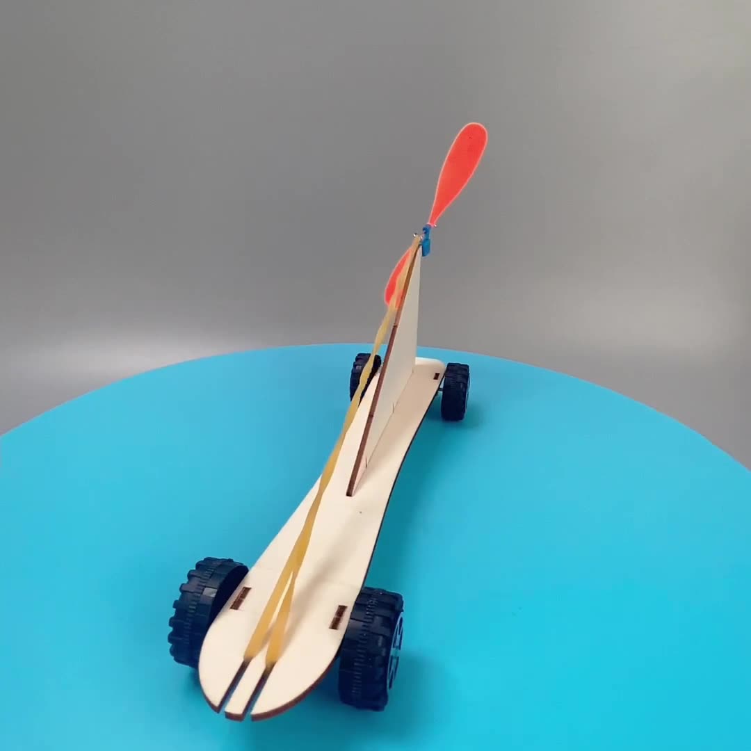 DIY Wooden Rubber Band Powered Car Kit for Kids | STEM Science Toy with Video Instructions – Ages 3+