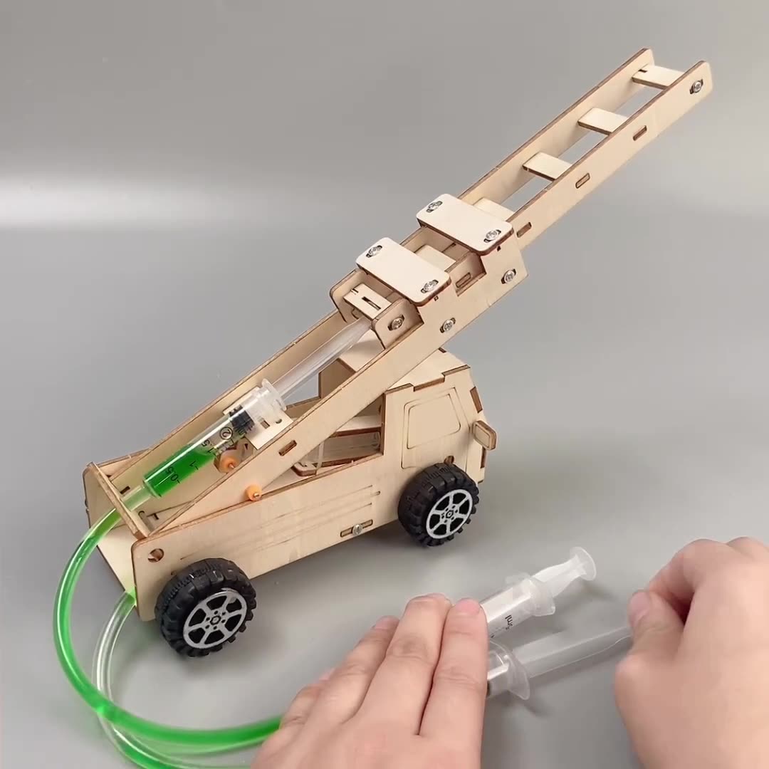 DIY Wooden Ladder Fire Truck Kit for Kids | STEM Science Toy with Video Instructions – Ages 5+