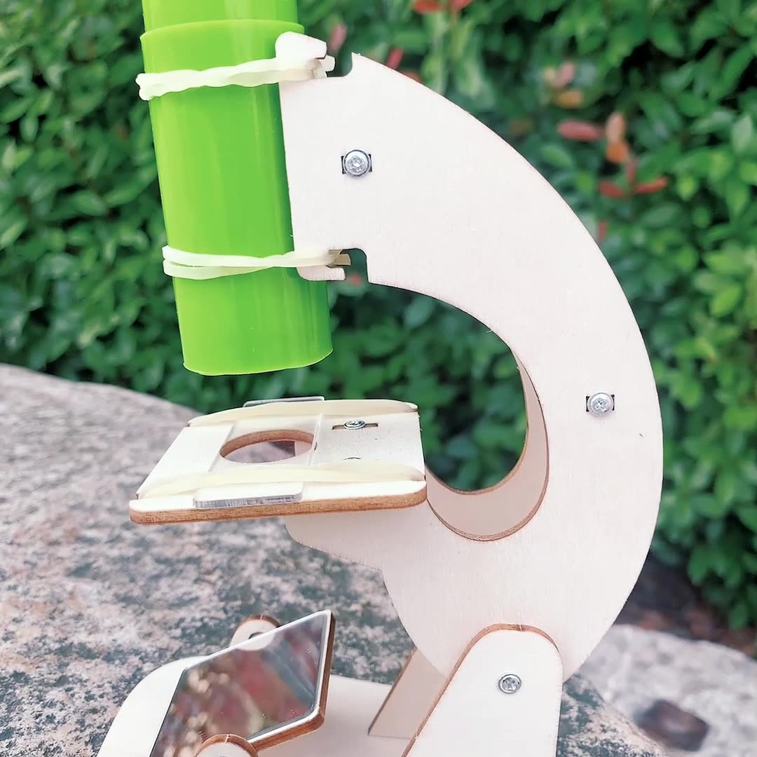 DIY Wooden Microscope Kit for Kids | STEM Science Toy with Video Instructions – Ages 3+