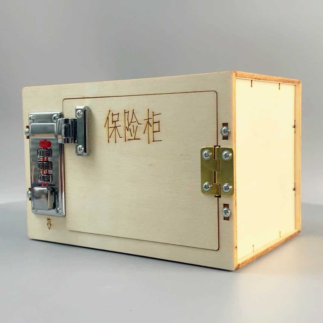 Finished DIY wooden safety box kit with combination lock | Educational STEM toy for kids