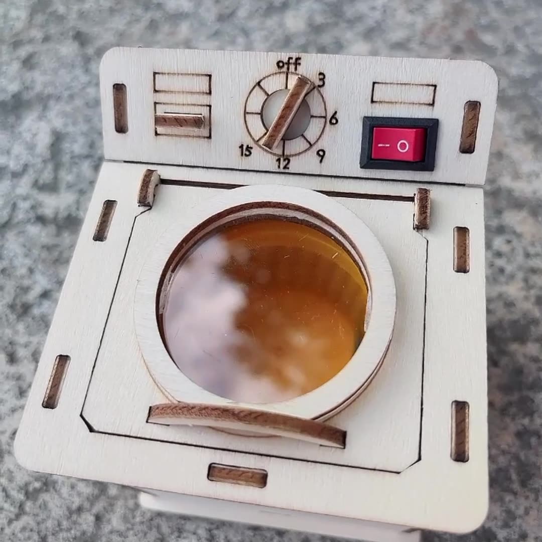 DIY Wooden Old-fashioned Washing Machine Kit for Kids | STEM Science Toy with Video Instructions – Ages 5+