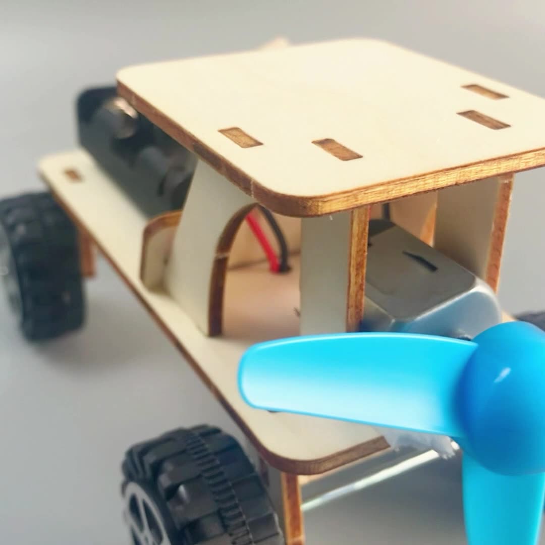 DIY Wooden Wind-powered Car Kit for Kids | STEM Science Toy with Video Instructions – Ages 5+