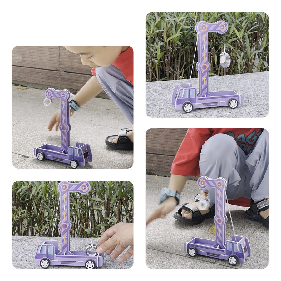 Young learner engaged with the DIY Gravity-Powered Car Kit, fostering STEM skills, creativity, and critical thinking.