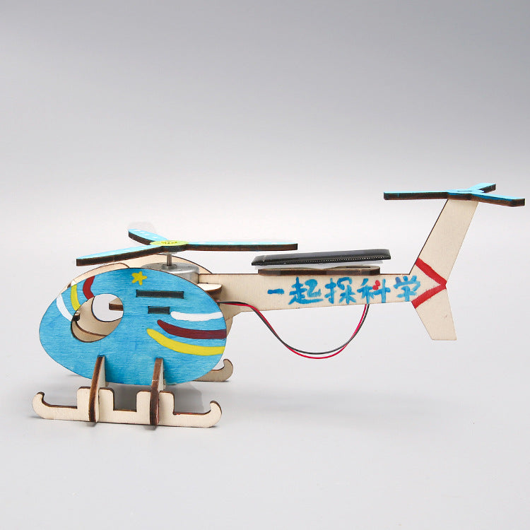 DIY Wooden Solar-powered Helicopter Kit for Kids | STEM Science Toy with Video Instructions – Ages 5+