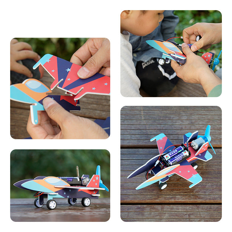 DIY Fighter Jet Kit with instruction booklet and all necessary components.