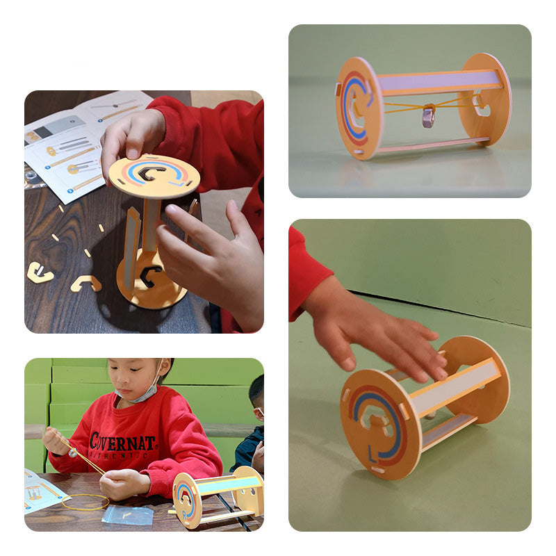 Finished DIY Hooke's Roller model showcasing its simple yet fascinating mechanism.