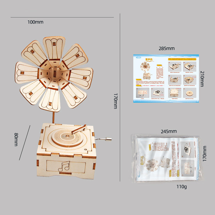 DIY Wooden Gramophone Kit for Kids | STEM Science Toy with Video Instructions – Ages 5+