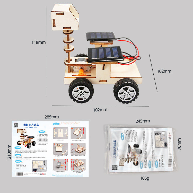 DIY Wooden Solar-powered Lunar Rover Kit for Kids | STEM Science Toy with Video Instructions – Ages 5+