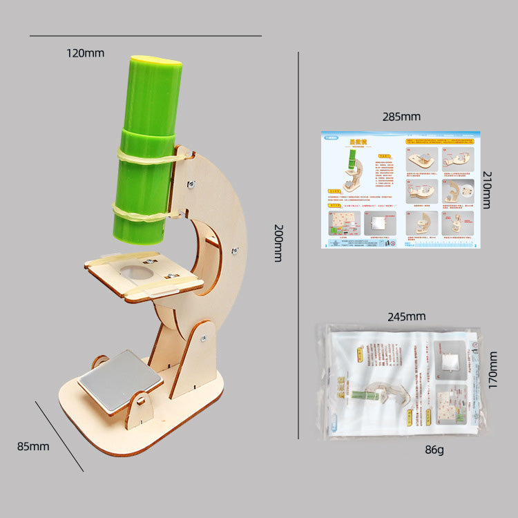 DIY Wooden Microscope Kit for Kids | STEM Science Toy with Video Instructions – Ages 3+