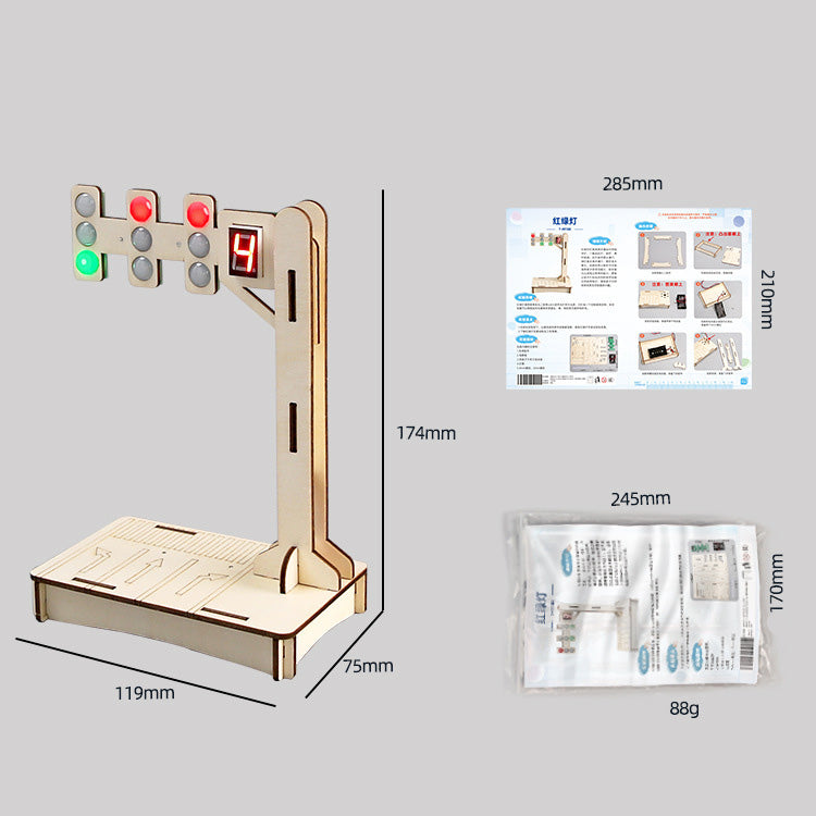 DIY Wooden Traffic Light Kit for Kids | STEM Science Toy with Video Instructions – Ages 5+