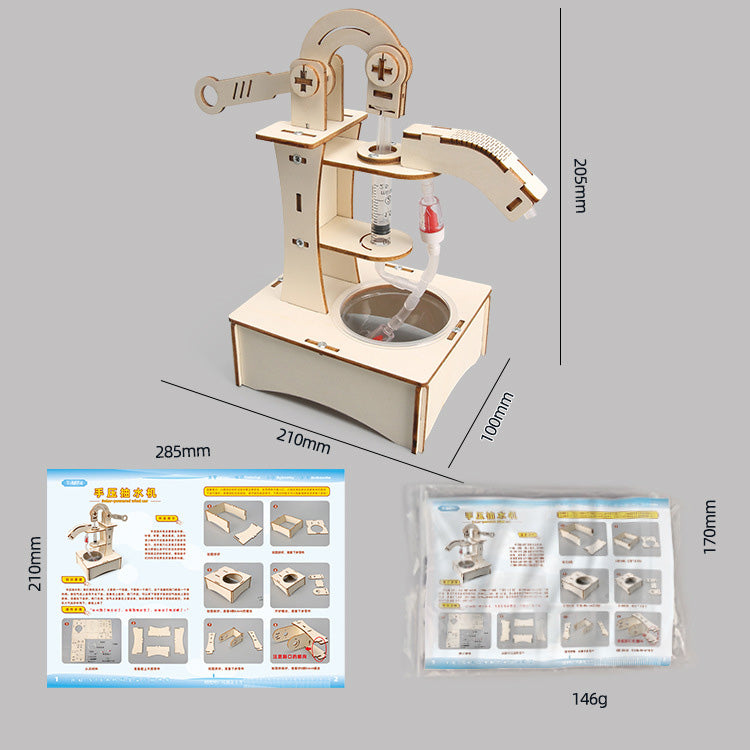 DIY Wooden Hand-operated Water Pump Kit for Kids | STEM Science Toy with Video Instructions – Ages 5+