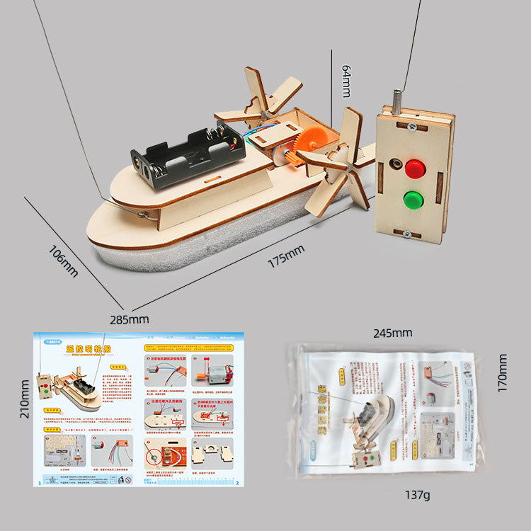 DIY Wooden Remote-controlled Paddle Steamer Kit for Kids | STEM Science Toy with Video Instructions – Ages 5+