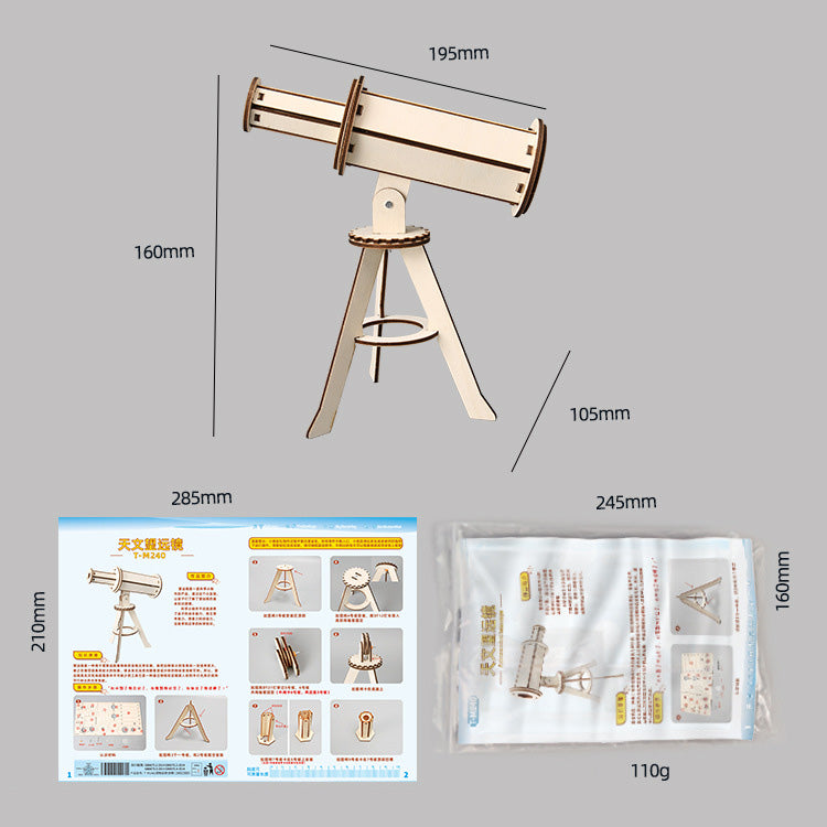 DIY Wooden Astronomical Telescope Kit for Kids | STEM Science Toy with Video Instructions – Ages 5+