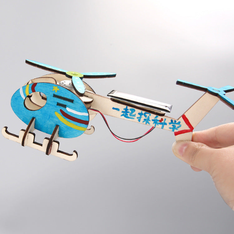 DIY Wooden Solar-powered Helicopter Kit for Kids | STEM Science Toy with Video Instructions – Ages 5+