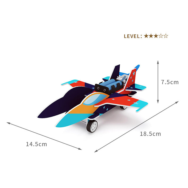 DIY Fighter Jet Kit for Kids - Cardboard STEAM Learning Toy (Ages 3+)