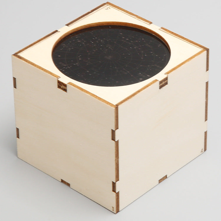 Finished DIY Star Light projecting stars on a surface - a creative learning experience.