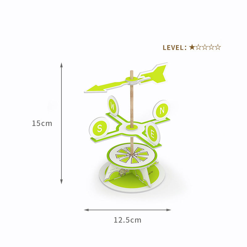Educational DIY Weather Vane toy for children, demonstrating wind direction.