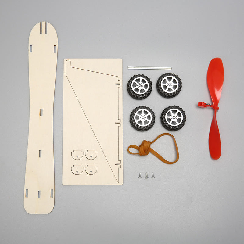 DIY Wooden Rubber Band Powered Car Kit for Kids | STEM Science Toy with Video Instructions – Ages 3+