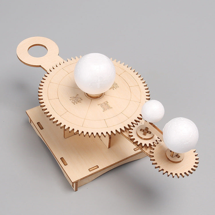 Assembled Wooden Orrery Model Demonstrating Planetary Motion