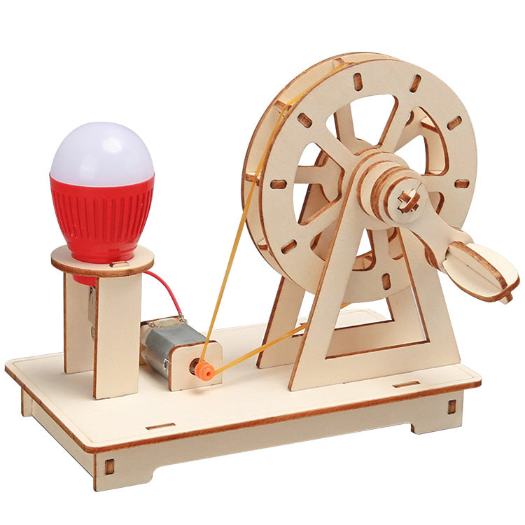 DIY Wooden Hand-cranked Generator Kit for Kids | STEM Science Toy with Video Instructions – Ages 5+