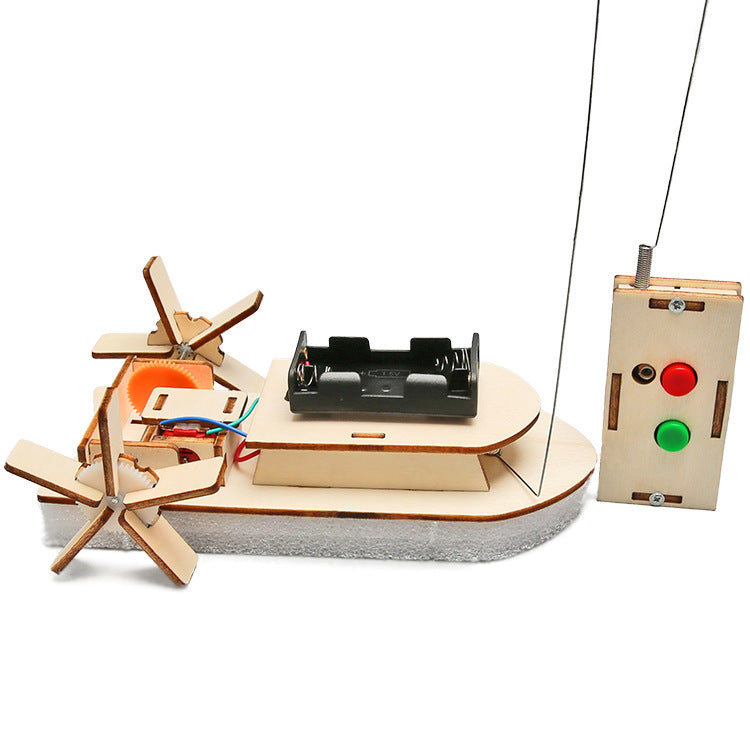 Wooden components and electronics for the DIY paddle steamer project.