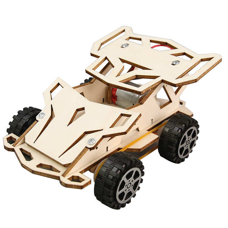DIY Wooden Electric 4WD Car Kit for Kids | STEM Science Toy with Video Instructions – Ages 5+