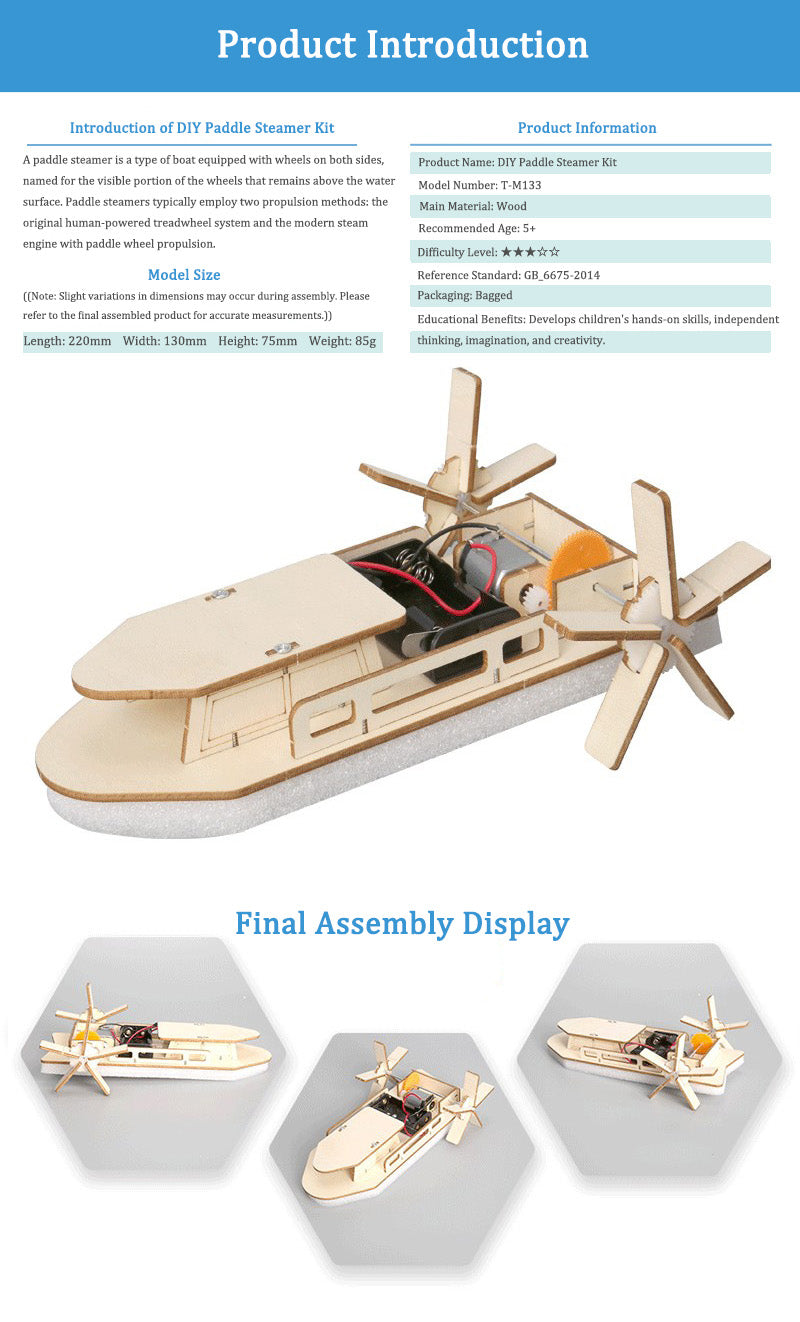 DIY Paddle Steamer Kit for Kids | STEM Science Toy with Video Instructions – Ages 5+