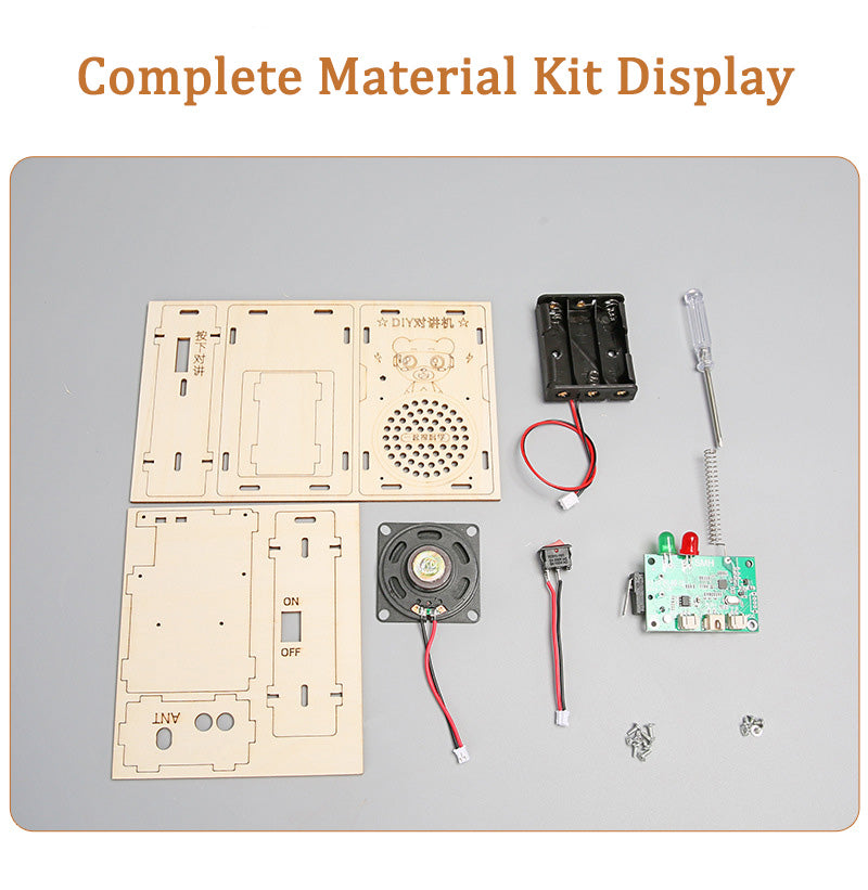 Complete Material Kit for DIY Walkie Talkie – Includes Wooden Parts, Wheels and etc.