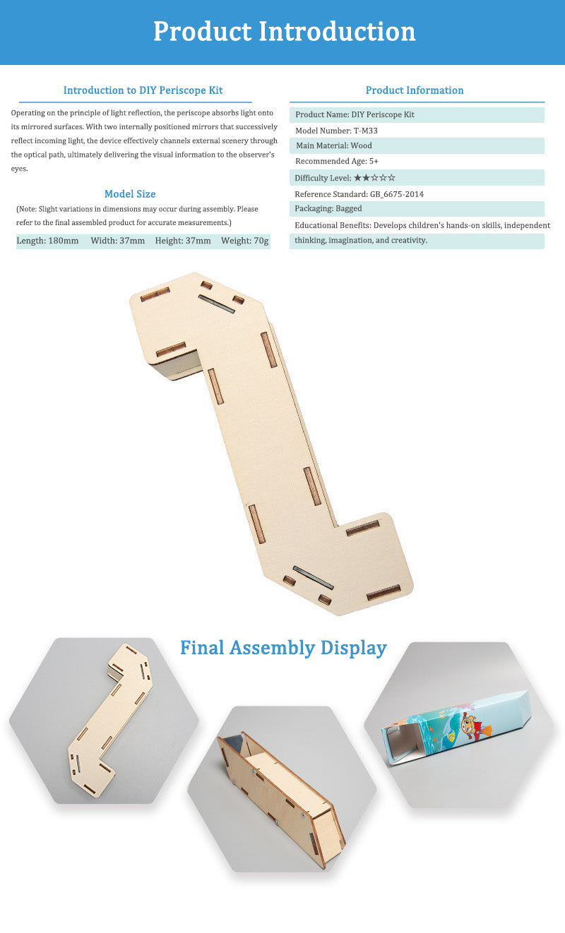 DIY Wooden Periscope Kit for Kids | STEM Science Toy with Video Instructions – Ages 3+