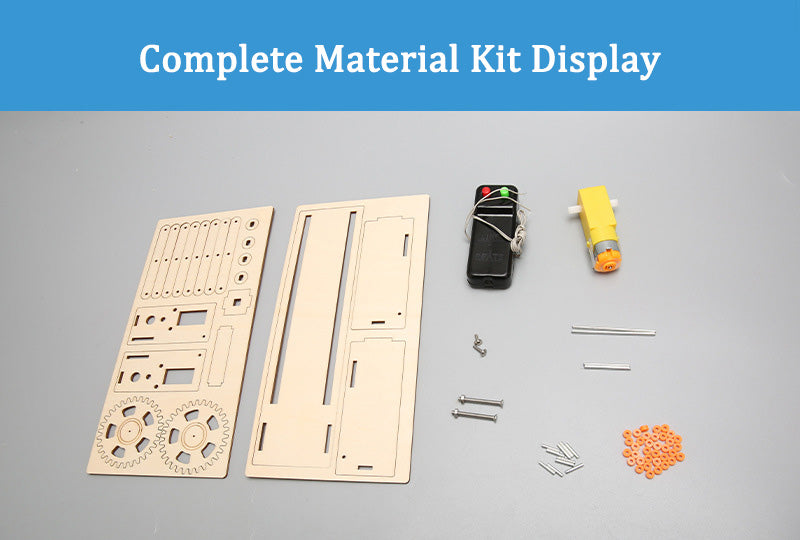 Complete set of wooden components, motor, and accessories for the DIY Electric Barrier Gate Kit.