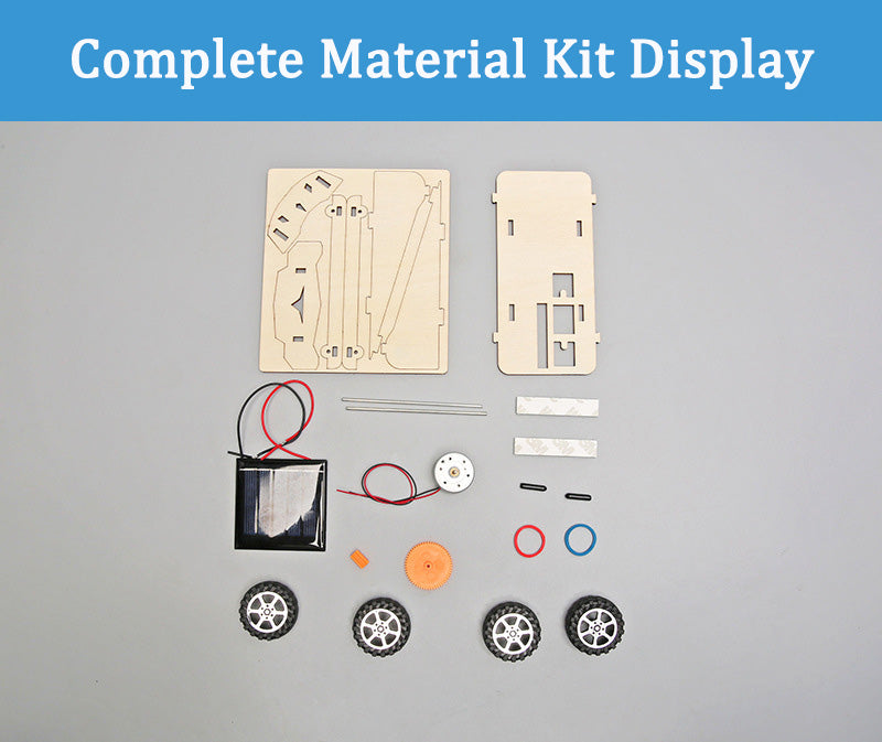 Complete Material Kit for DIY Solar Car – Includes Wooden Parts, Solar Panel, Motor, and Wheels