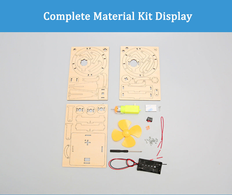 Complete Material Kit for DIY Wooden Oscillating Fan: Laser-Cut Wood, Motor, Blades, and Components
