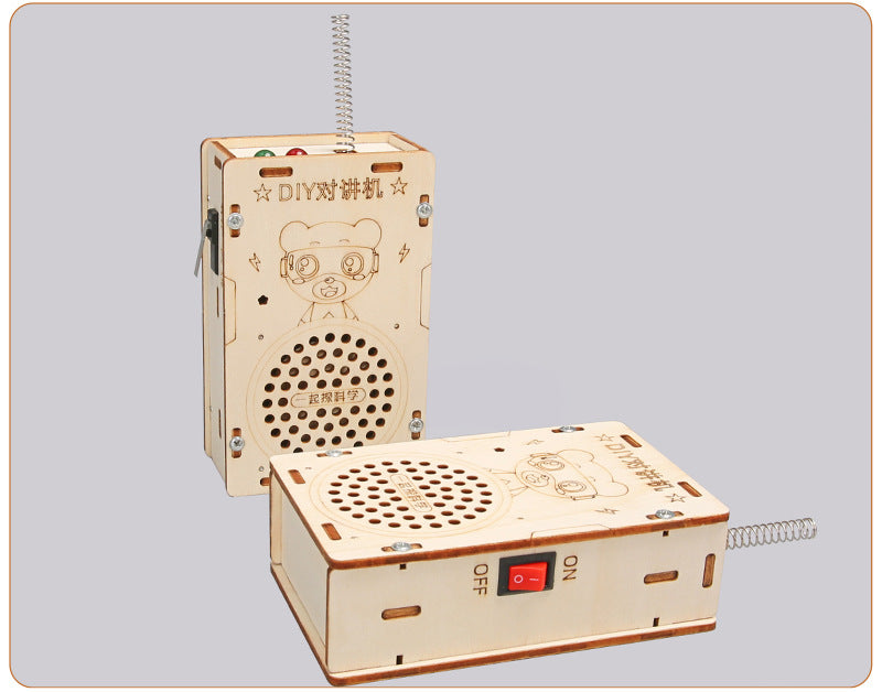 Assembled DIY Walkie Talkie Model – Wooden Science Kit for Children