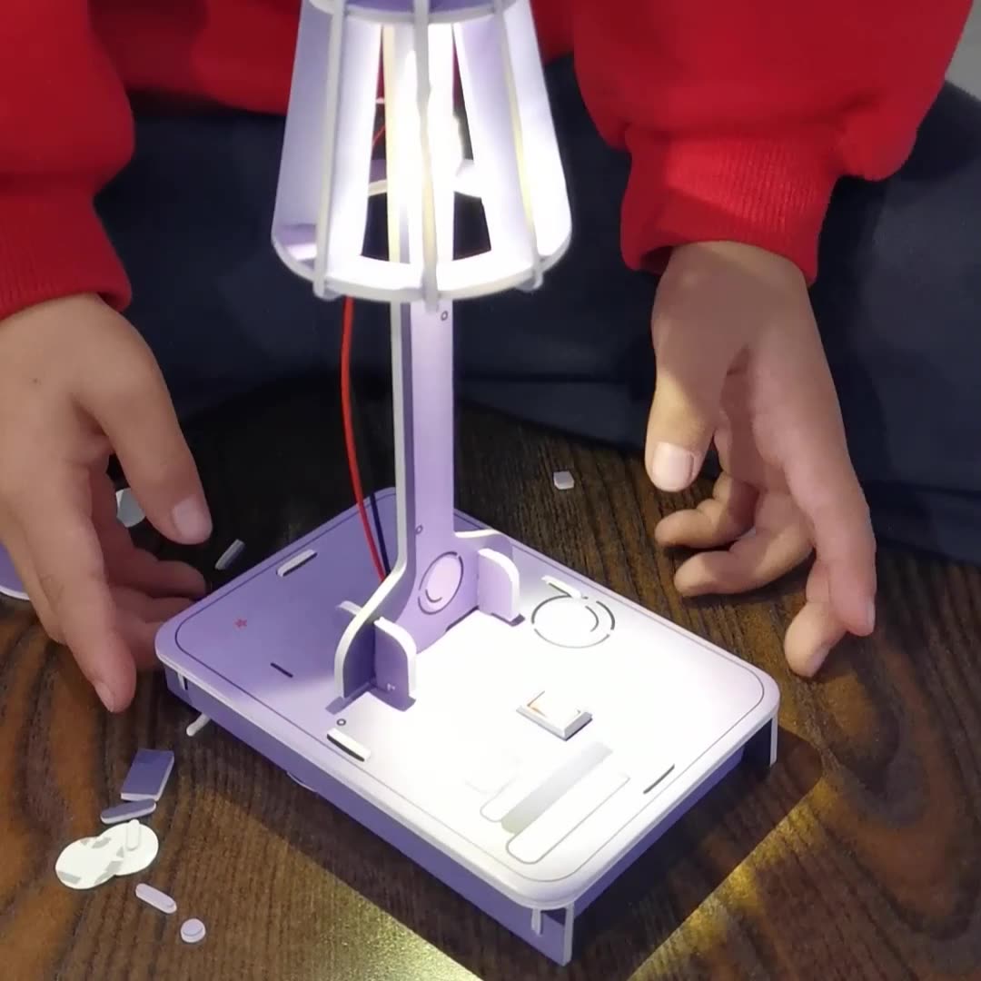 DIY Desk Lamp Kit for Kids - Cardboard STEAM Learning Toy (Ages 3+)