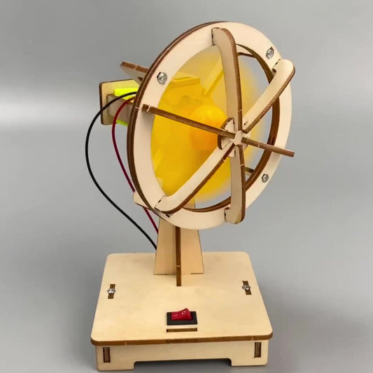 Engaging Science Project for Kids: Assembled Wooden Oscillating Fan with Yellow Blades