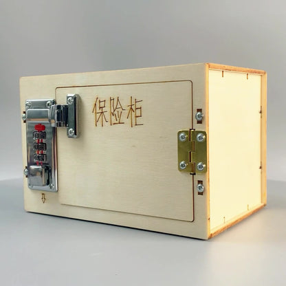 Finished DIY wooden safety box kit with combination lock | Educational STEM toy for kids