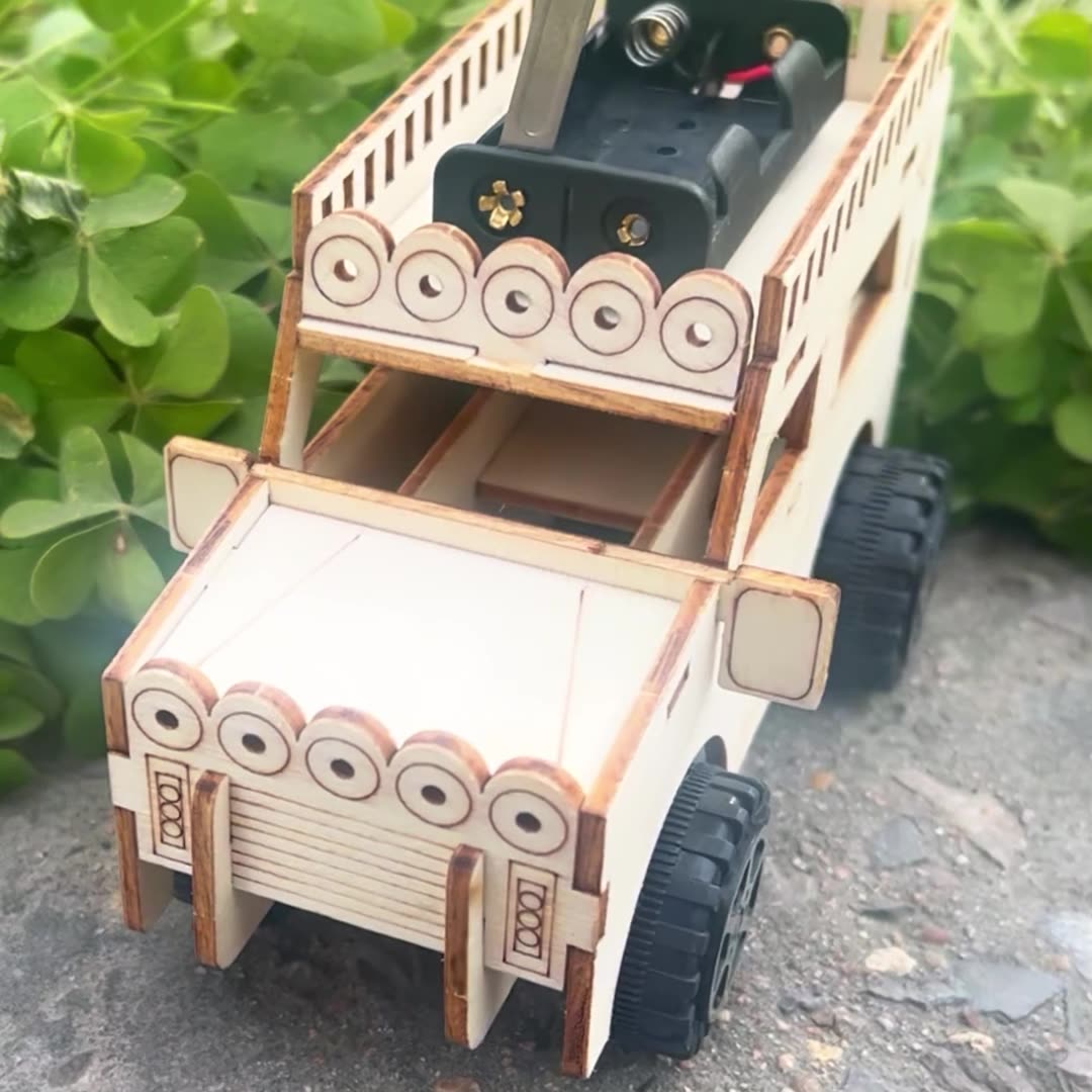 DIY Wooden Jeep Kit for Kids | STEM Science Toy with Video Instructions – Ages 5+