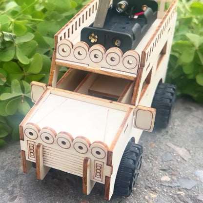 DIY Wooden Jeep Kit for Kids | STEM Science Toy with Video Instructions – Ages 5+