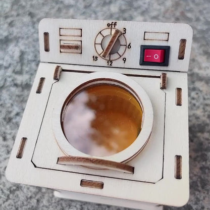 DIY Wooden Old-fashioned Washing Machine Kit for Kids | STEM Science Toy with Video Instructions – Ages 5+