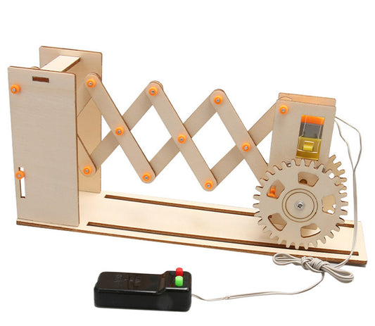 Assembled DIY Electric Barrier Gate Kit showcasing its design and wooden construction.