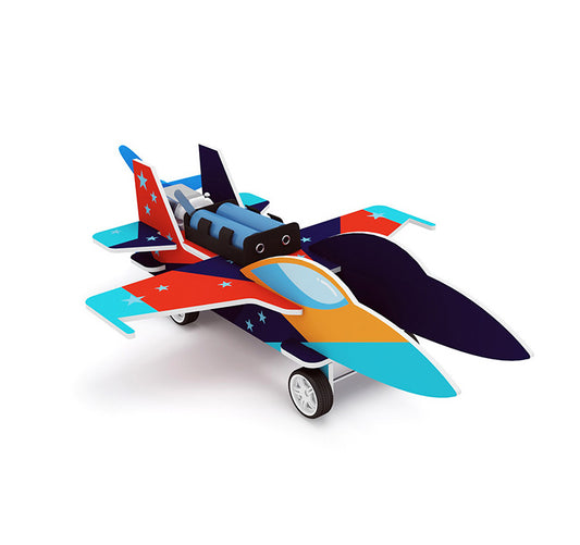 Colorful DIY Fighter Jet model kit for children - build and learn.