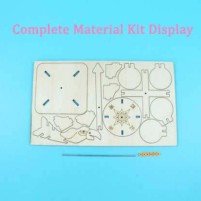 Complete DIY Weather Vane Kit contents: Laser-cut wood pieces, metal rod, and spacers for easy construction.