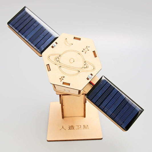 DIY Wooden Satellite Model Kit with Educational Benefits – STEM Toy for Kids Age 5+ Powered by Solar Energy