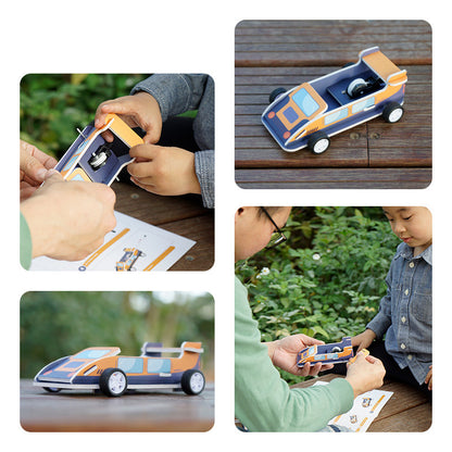 Completed DIY Pull-back Toy Car: Easy to assemble, teaches basic mechanics. Great STEM gift!