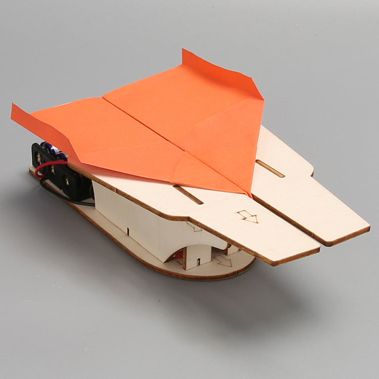 Completed DIY Wooden Airplane Launcher Ready to Fly
