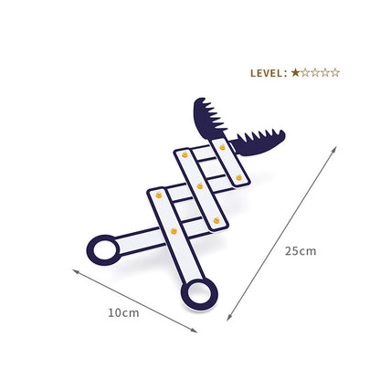 Dimensions of the assembled DIY Alligator Clip Kit: 25cm long, 10cm wide, with difficulty level displayed.