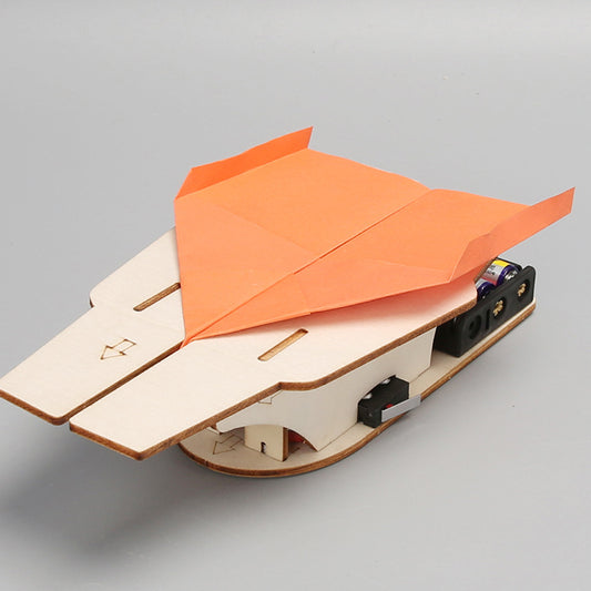 Engaging STEM Toy: Wooden DIY Paper Airplane Launcher for Kids
