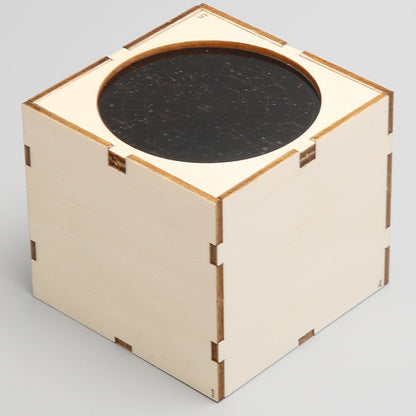 Finished DIY Star Light projecting stars on a surface - a creative learning experience.