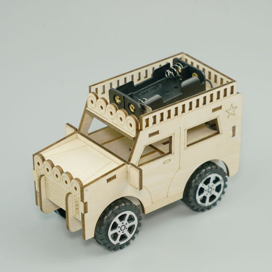 Assembled DIY Steel Jeep Kit: A fun, educational STEM toy for kids.